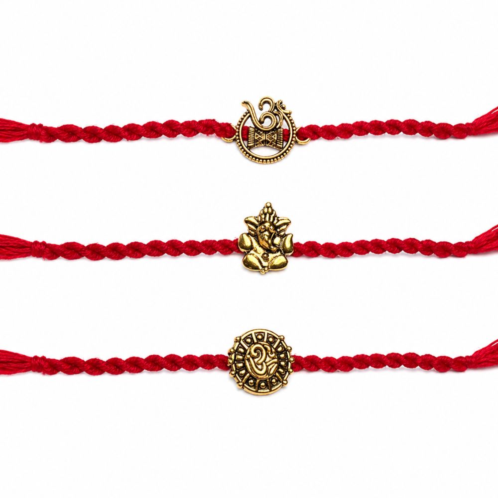 Spiritual Rakhi with Roli Chawal & Rakshabandhan Card