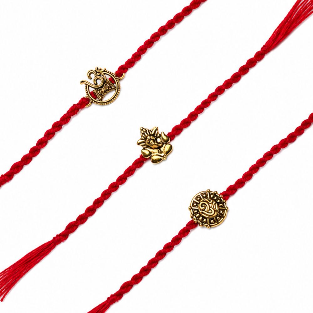 Spiritual Rakhi with Roli Chawal & Rakshabandhan Card