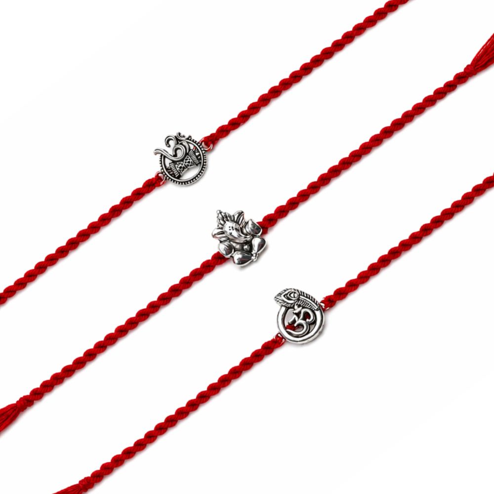 Religious Rakhi with Roli Chawal & Rakshabandhan Card