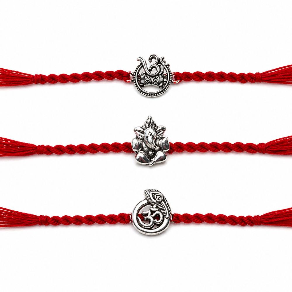 Religious Rakhi with Roli Chawal & Rakshabandhan Card
