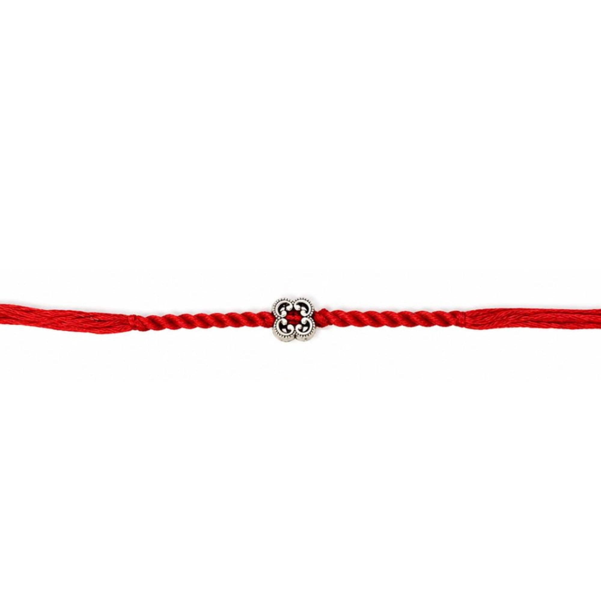 Traditional Floral Designer Rakhi with Roli Chawal & Rakshabandhan Card