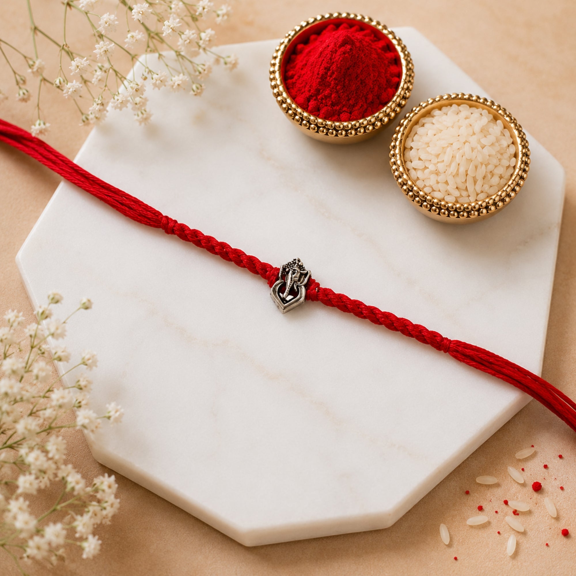 Minimal Bappa Rakhi with Roli Chawal & Rakshabandhan Card