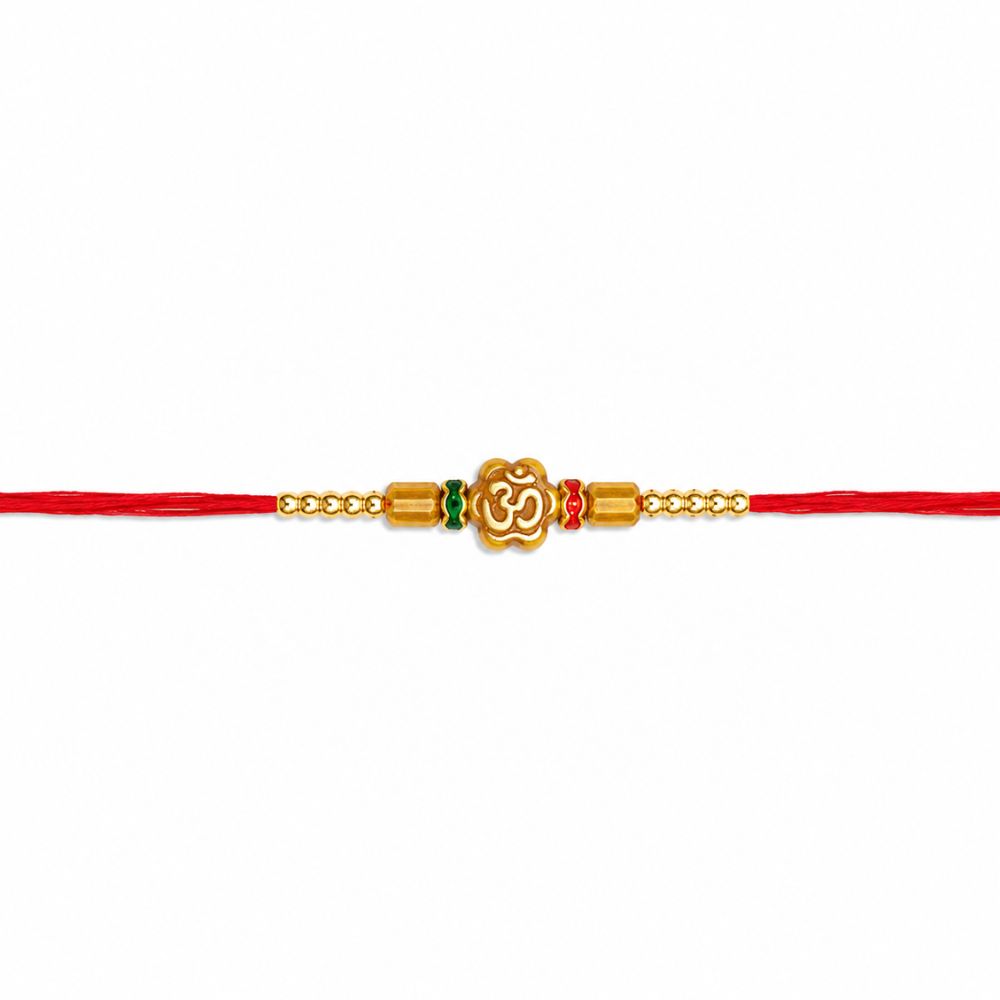 Om Pearl Beaded Rakhi with Roli Chawal & Rakshabandhan Card