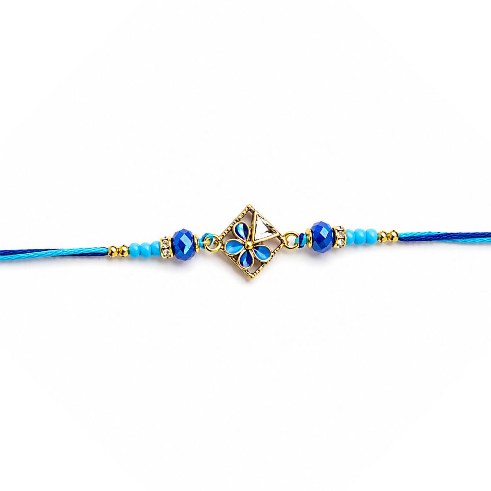 Pearl & Kundan Rakhi with Roli Chawal & Rakshabandhan Card