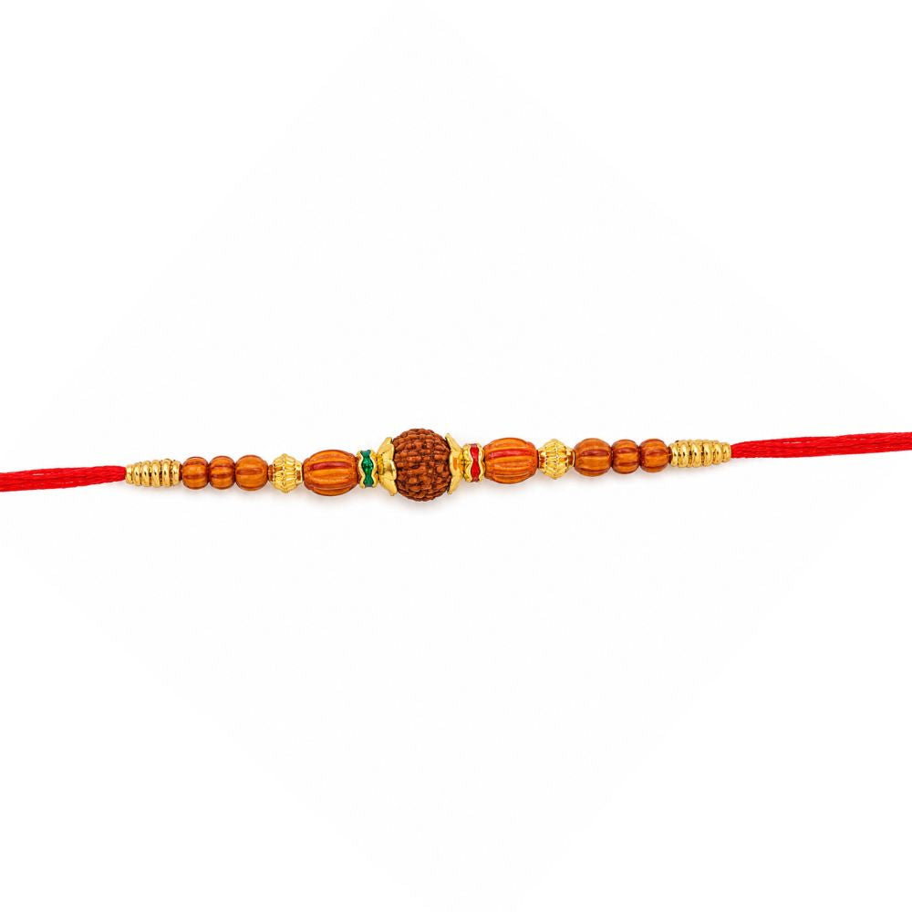 Rudraksh Beaded Rakhi with Roli Chawal & Rakshabandhan Card
