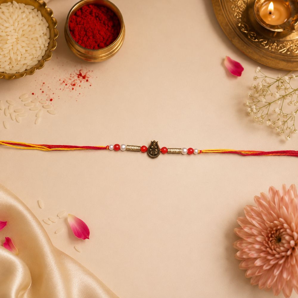 Trishul Rakhi with Roli Chawal and Rakshabandhan card