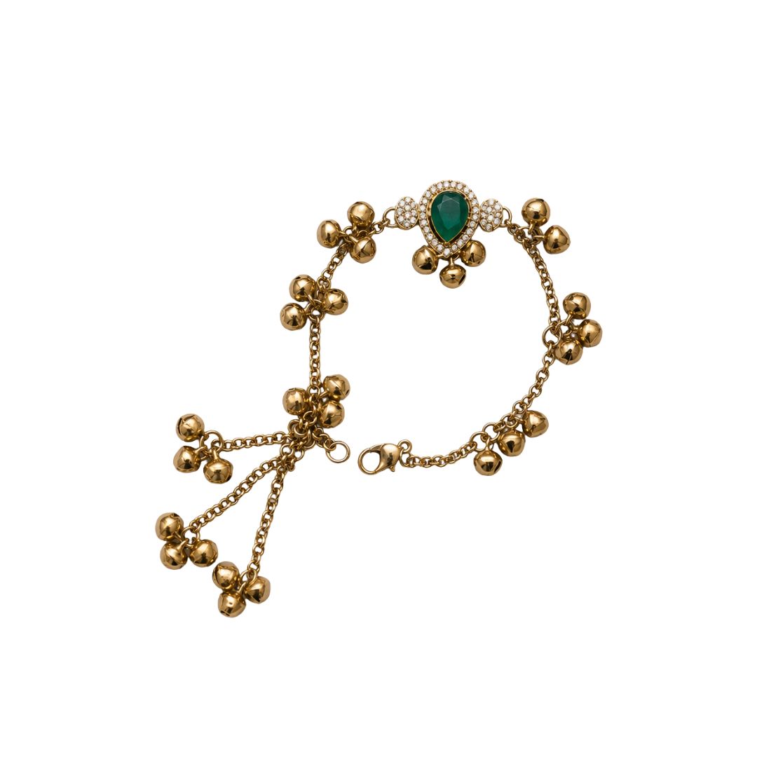 Emerald Green Kashmiri Ghungroo Lumba Bracelet