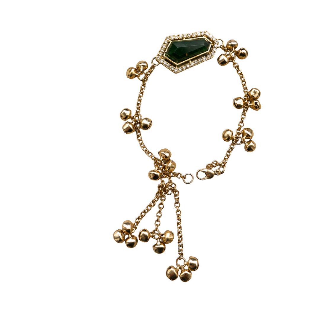 Emerald Hexagon Kashmiri Ghungroo Lumba Bracelet