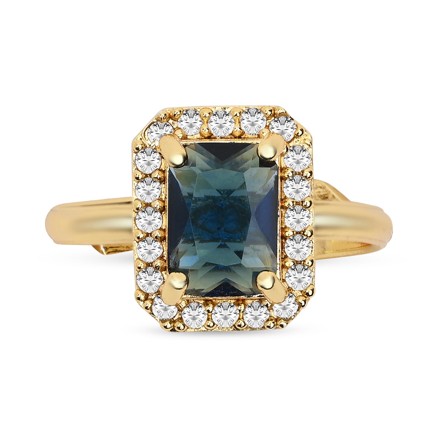 Aira - Blue Rectangle Stone Cocktail Ring