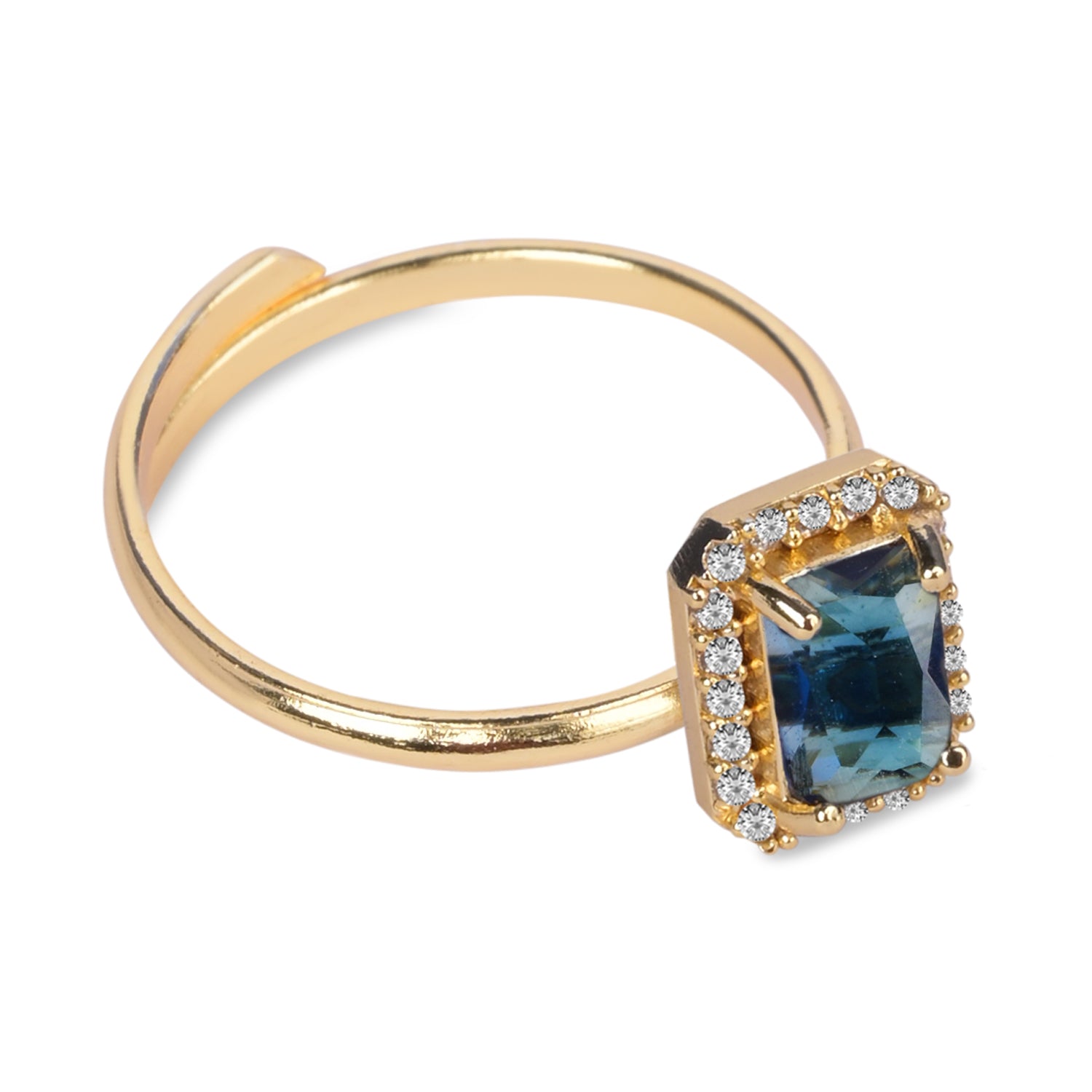 Aira - Blue Rectangle Stone Cocktail Ring