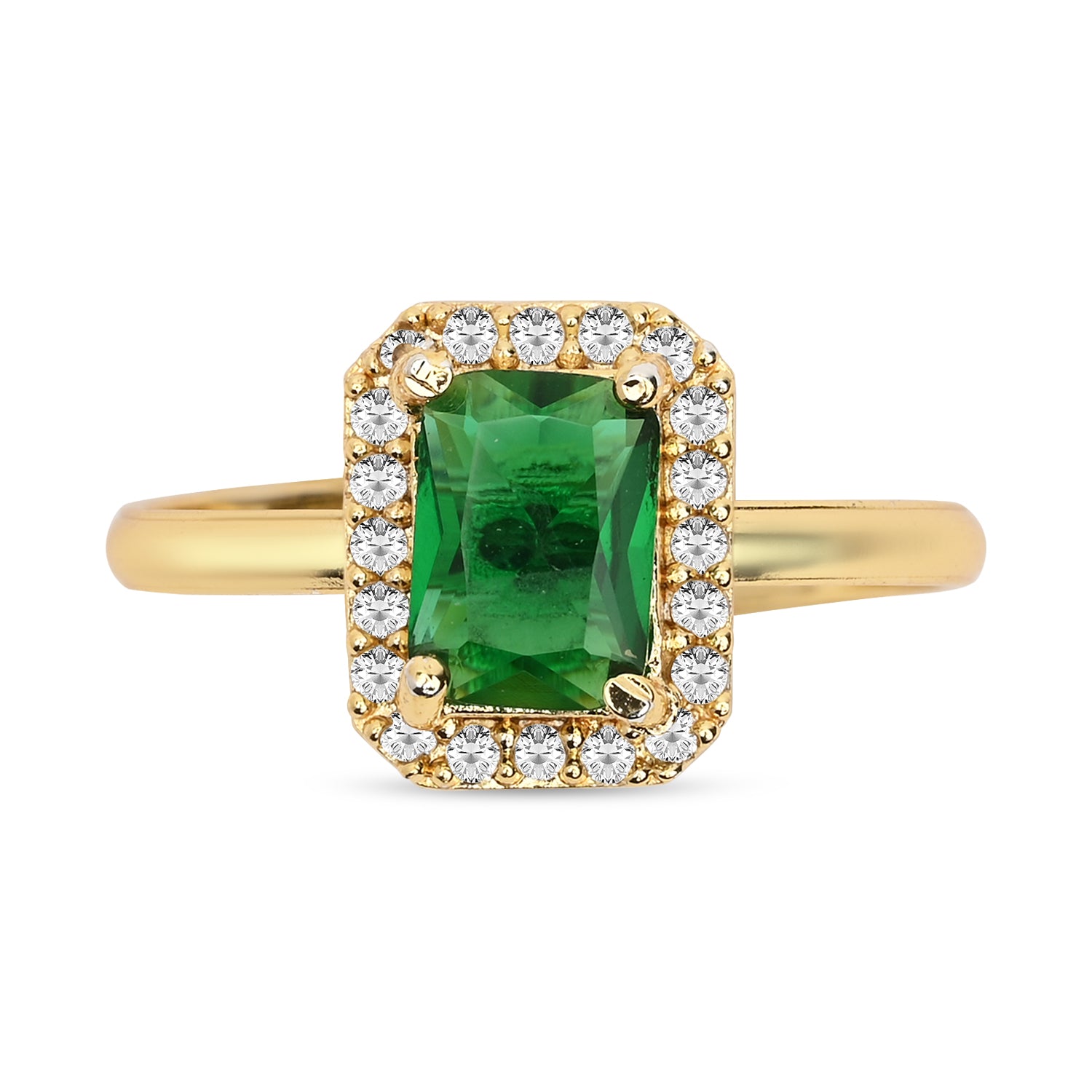 Aira - Green Rectangle Stone Cocktail Ring