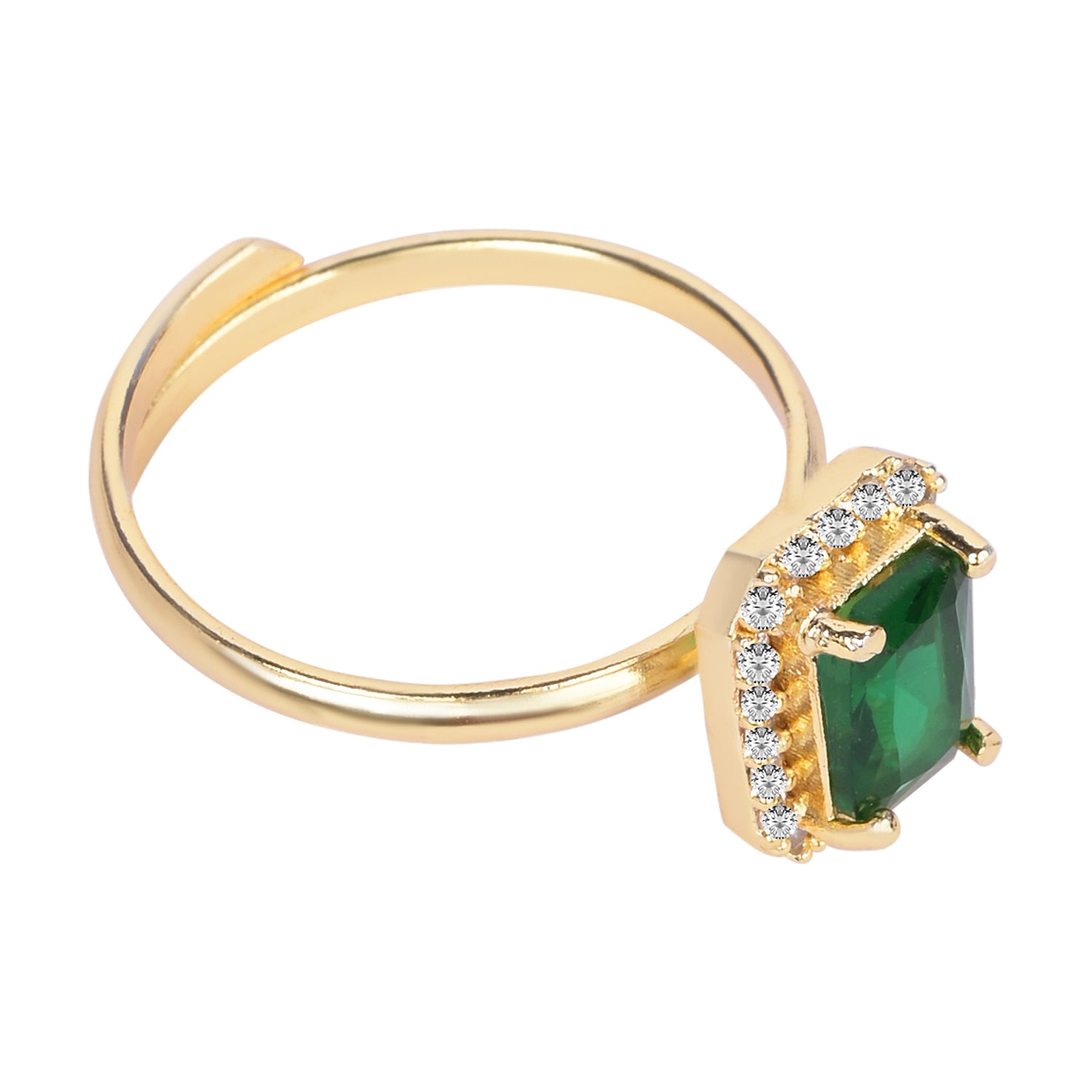 Aira - Green Rectangle Stone Cocktail Ring