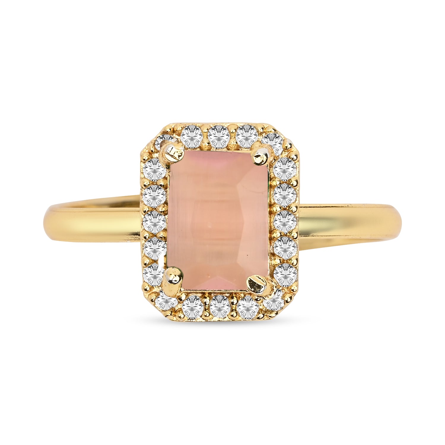 Aira - Peach Rectangle Stone Cocktail Ring