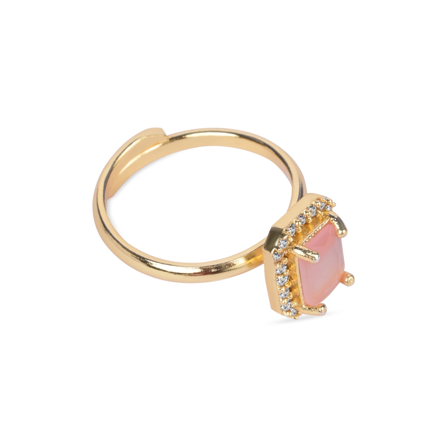 Aira - Peach Rectangle Stone Cocktail Ring