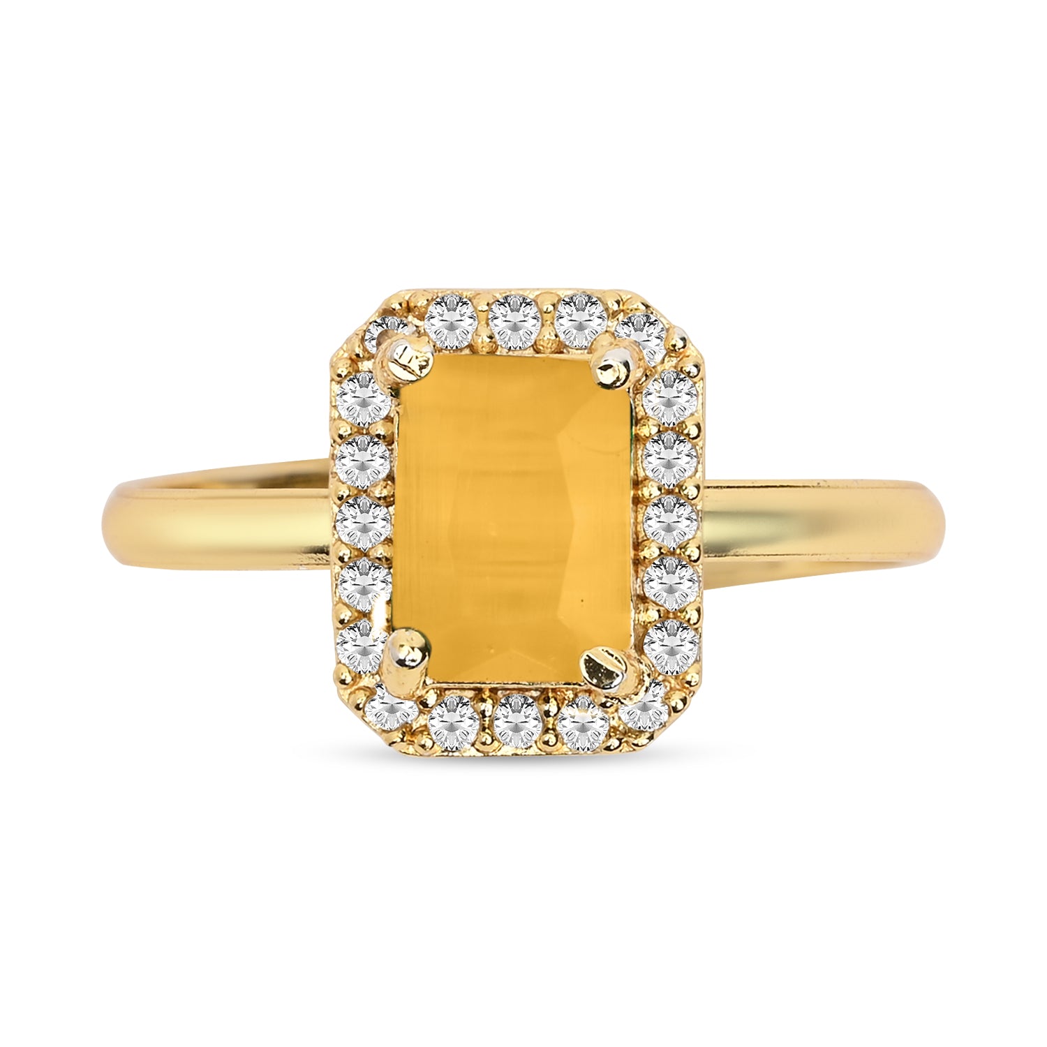 Aira - Yellow Rectangle Stone Cocktail Ring