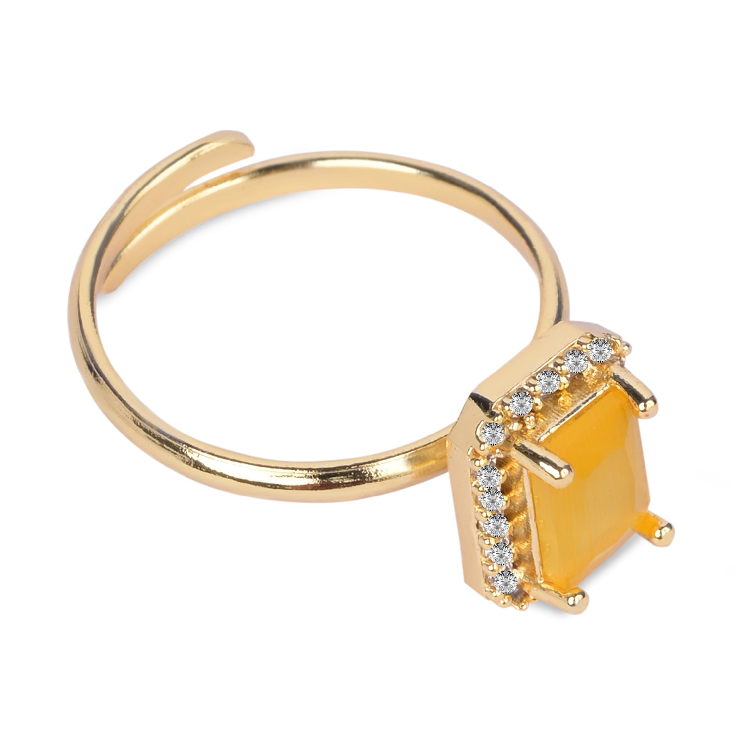 Aira - Yellow Rectangle Stone Cocktail Ring