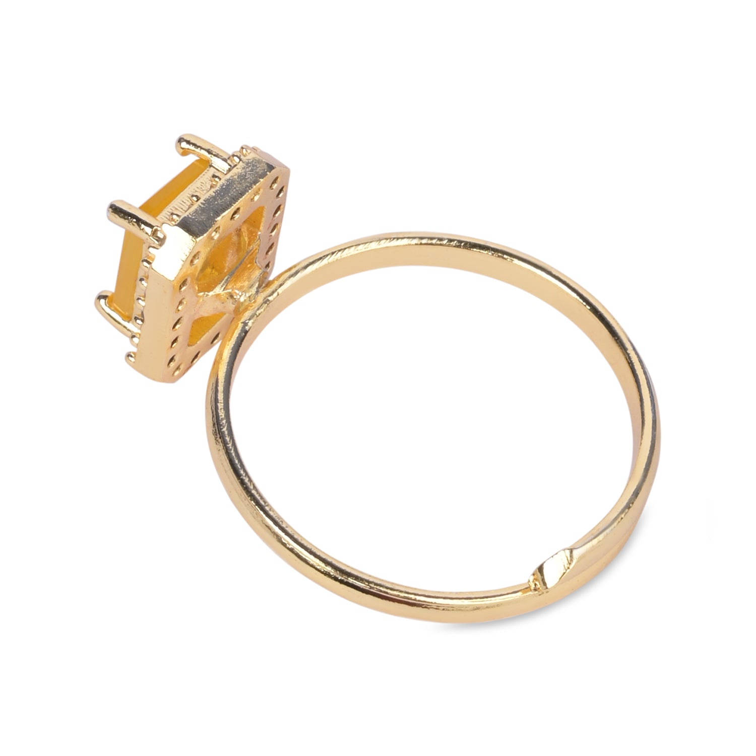 Aira - Yellow Rectangle Stone Cocktail Ring