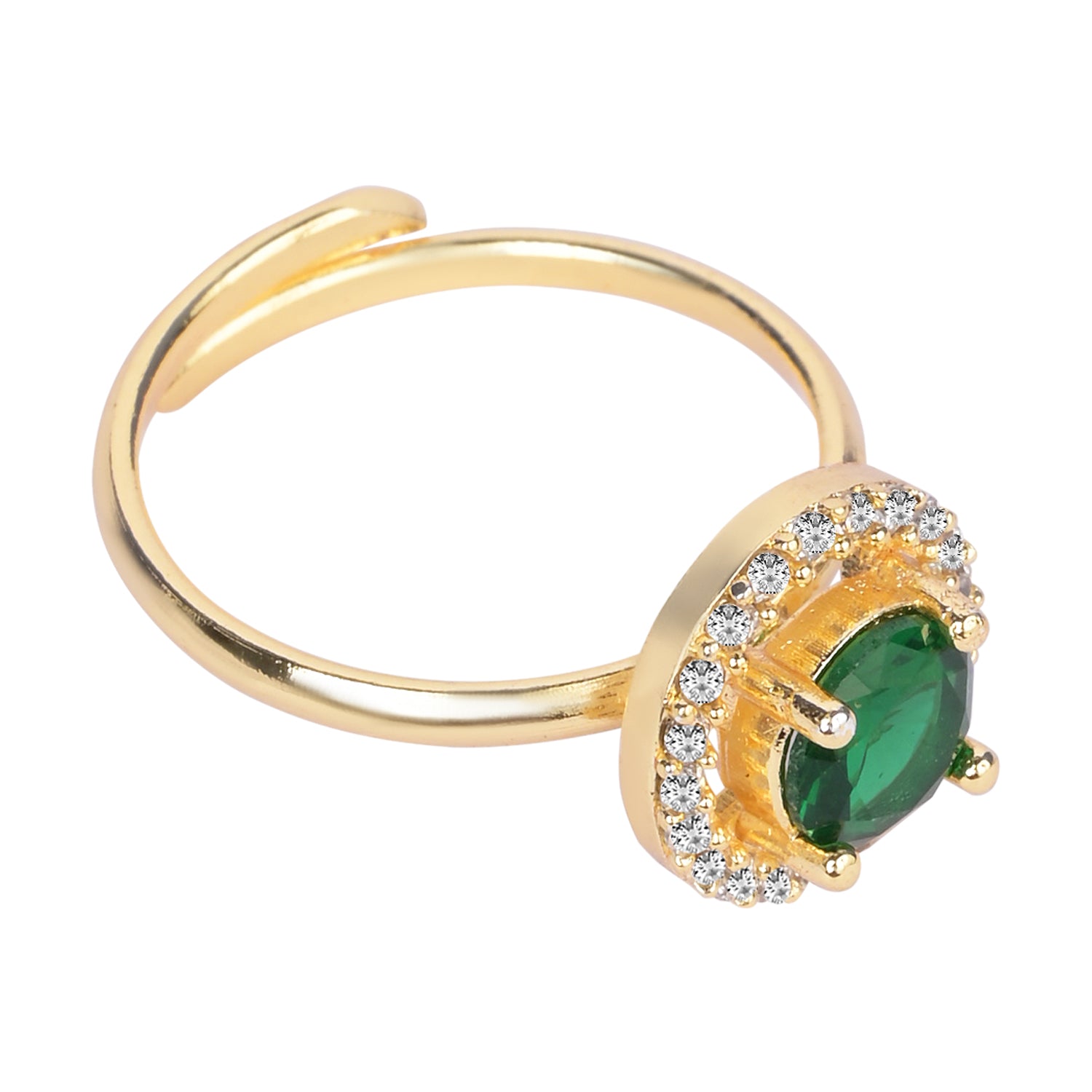 Tiana - Green Round Stone Halo Cocktail Ring