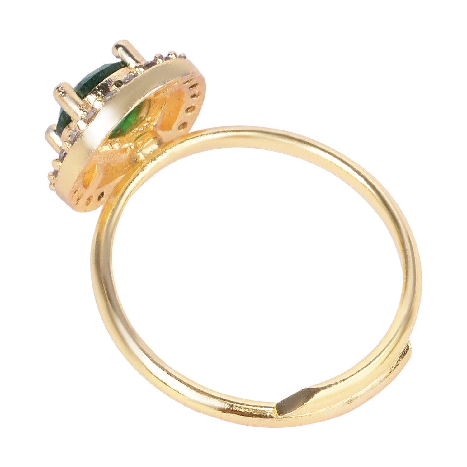 Tiana - Green Round Stone Halo Cocktail Ring