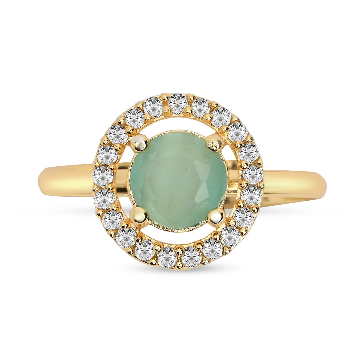 Tiana - Mint Round Stone Halo Cocktail Ring