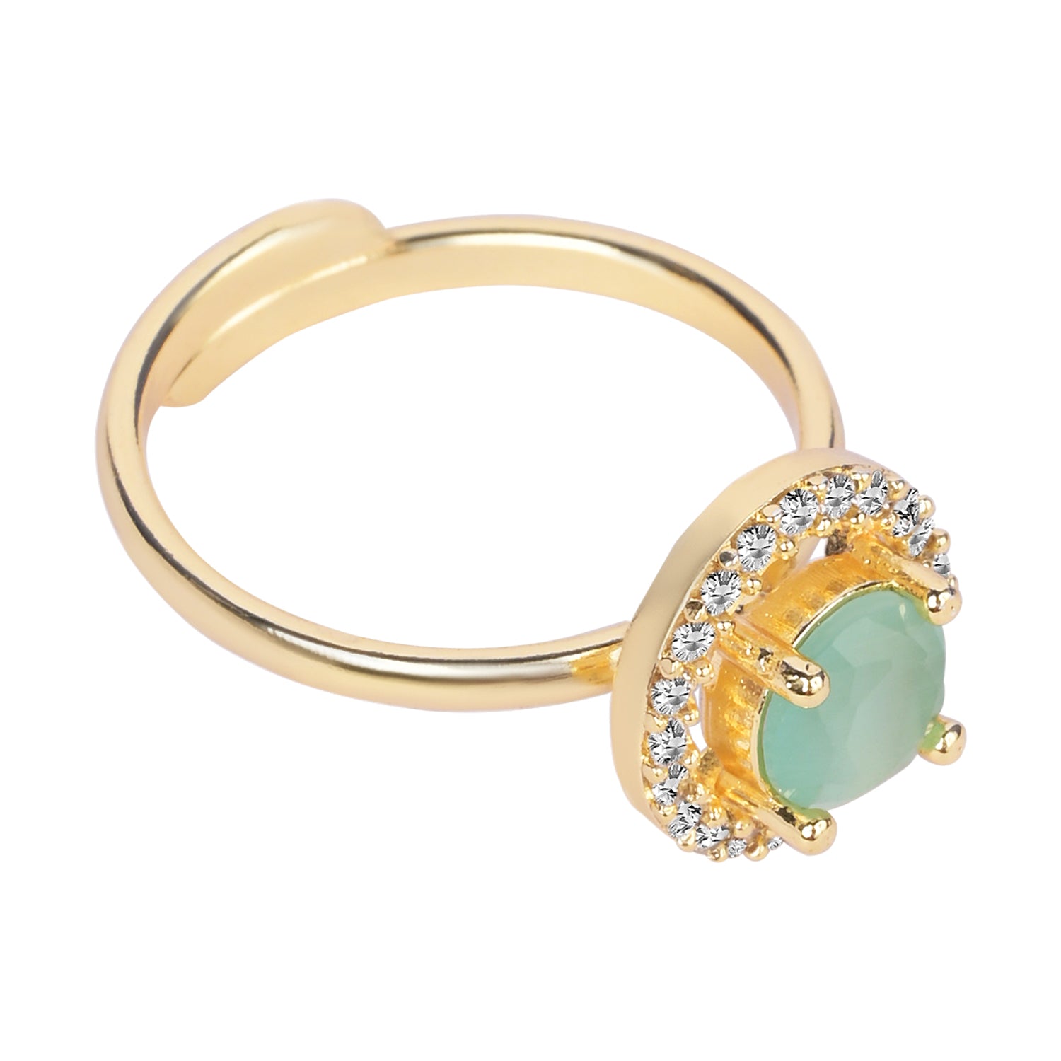 Tiana - Mint Round Stone Halo Cocktail Ring