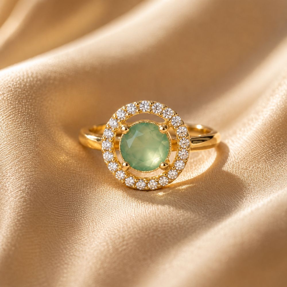 Tiana - Mint Round Stone Halo Cocktail Ring