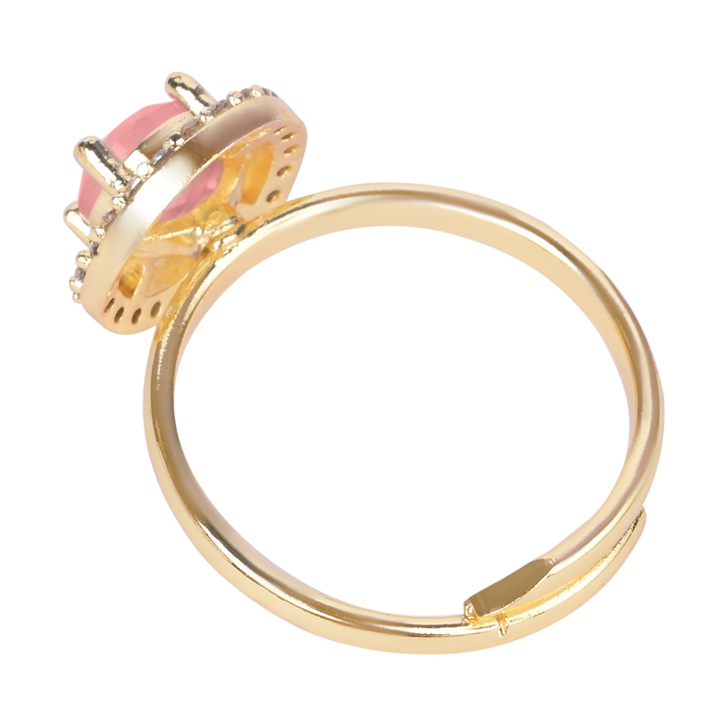 Tiana - Peach Round Stone Halo Cocktail Ring