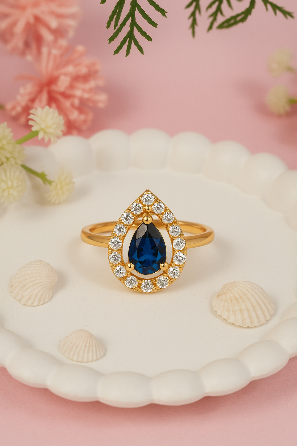 Zenya - Blue Teardrop Stone Cocktail Ring
