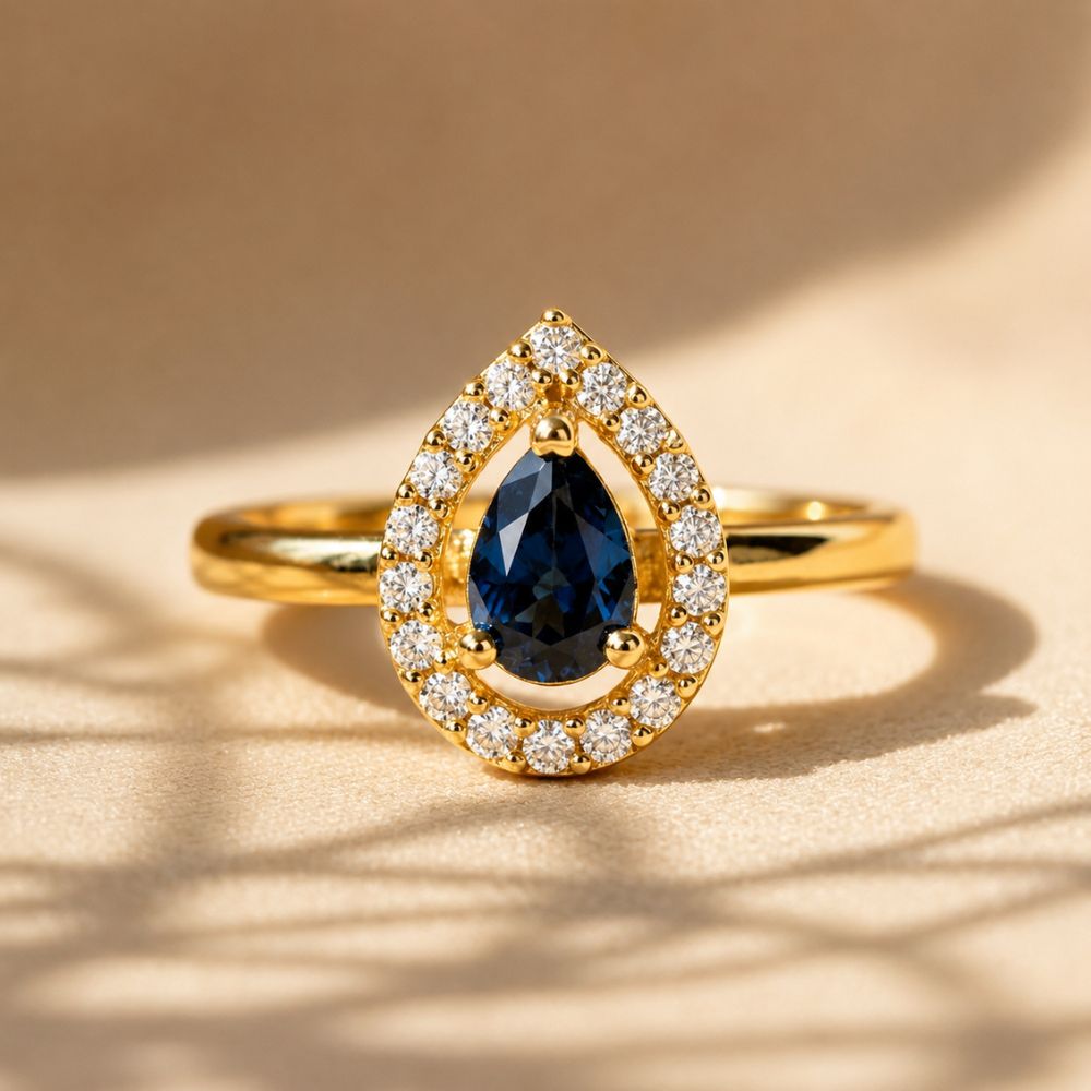 Zenya - Blue Teardrop Stone Cocktail Ring