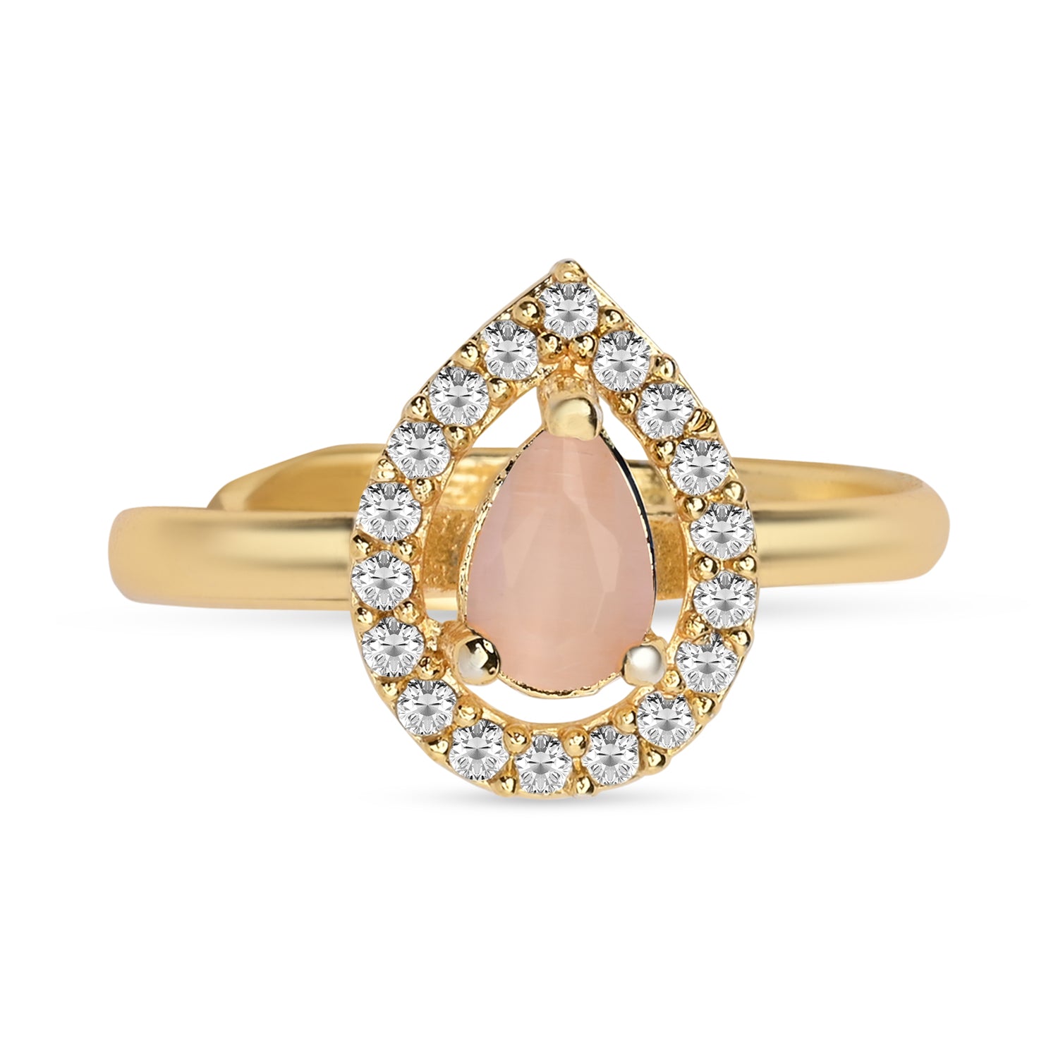 Zenya - Peach Teardrop Stone Cocktail Ring