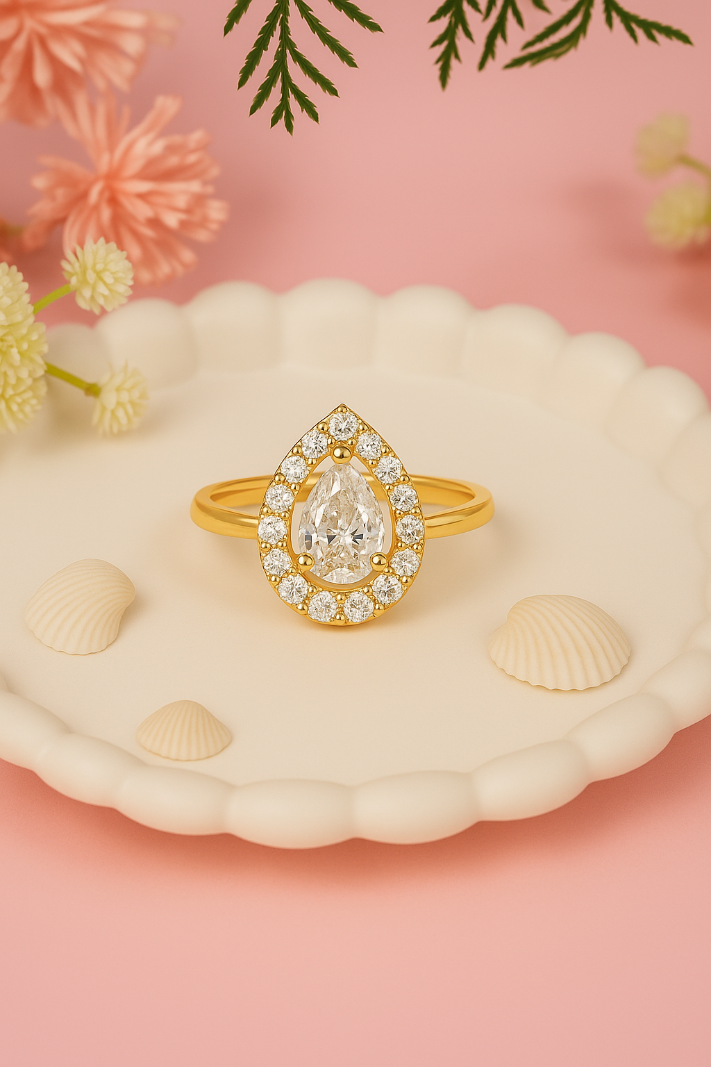 Zenya - White Teardrop Stone Cocktail Ring