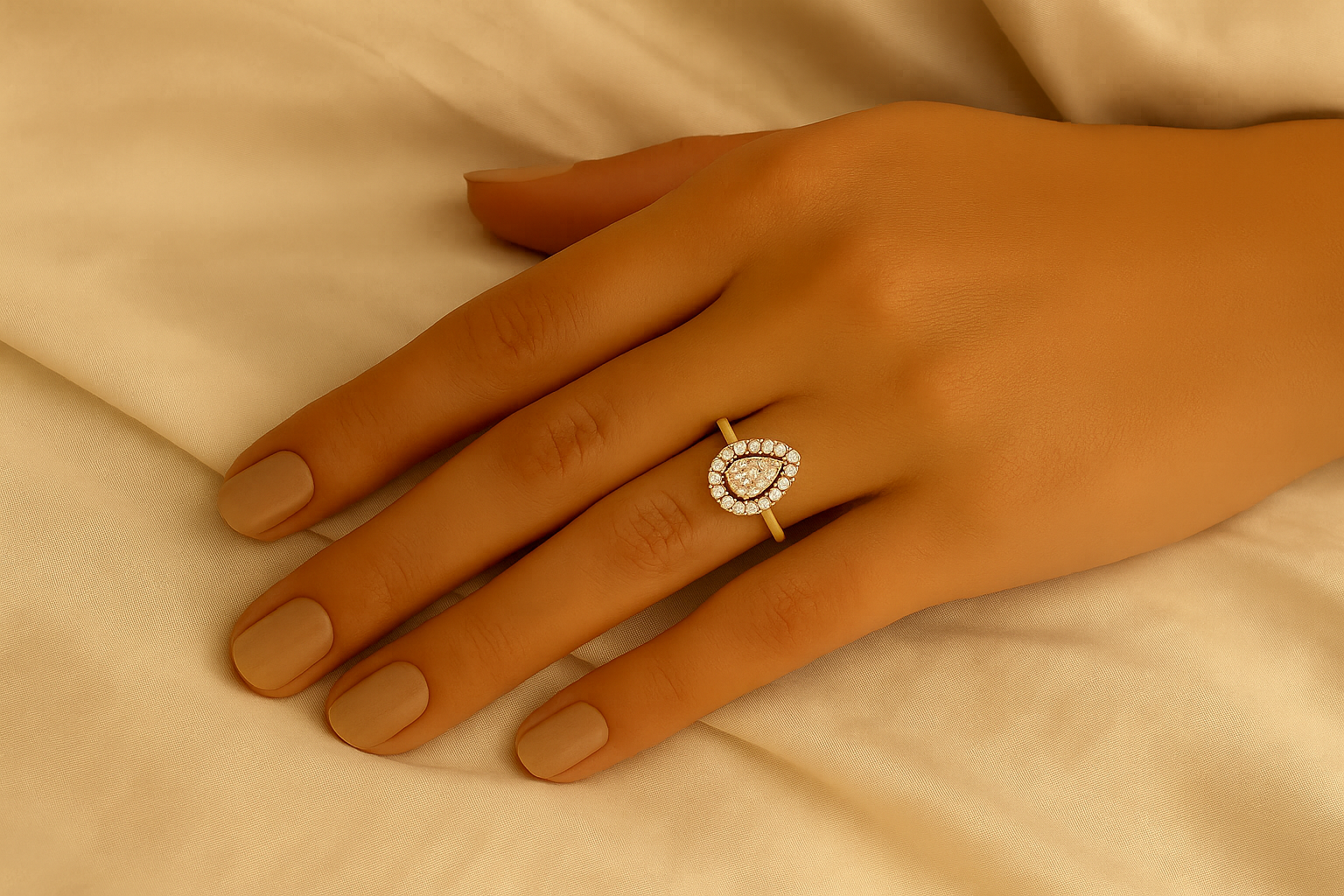 Zenya - White Teardrop Stone Cocktail Ring