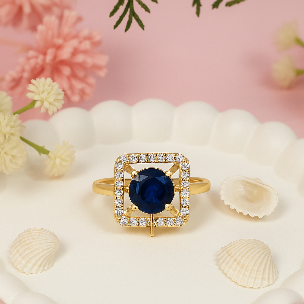 Alara - Blue Square Halo Cocktail Ring