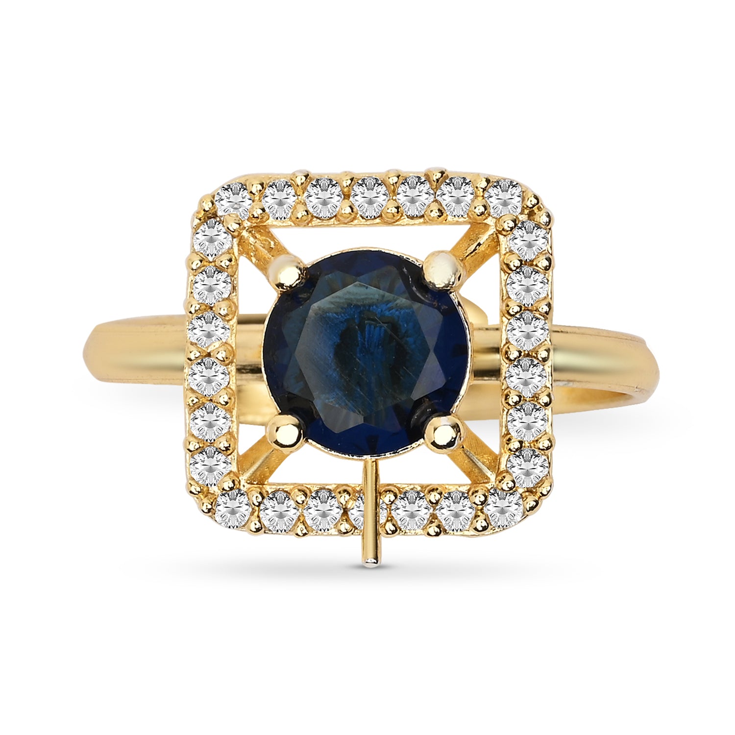 Alara - Blue Square Halo Cocktail Ring