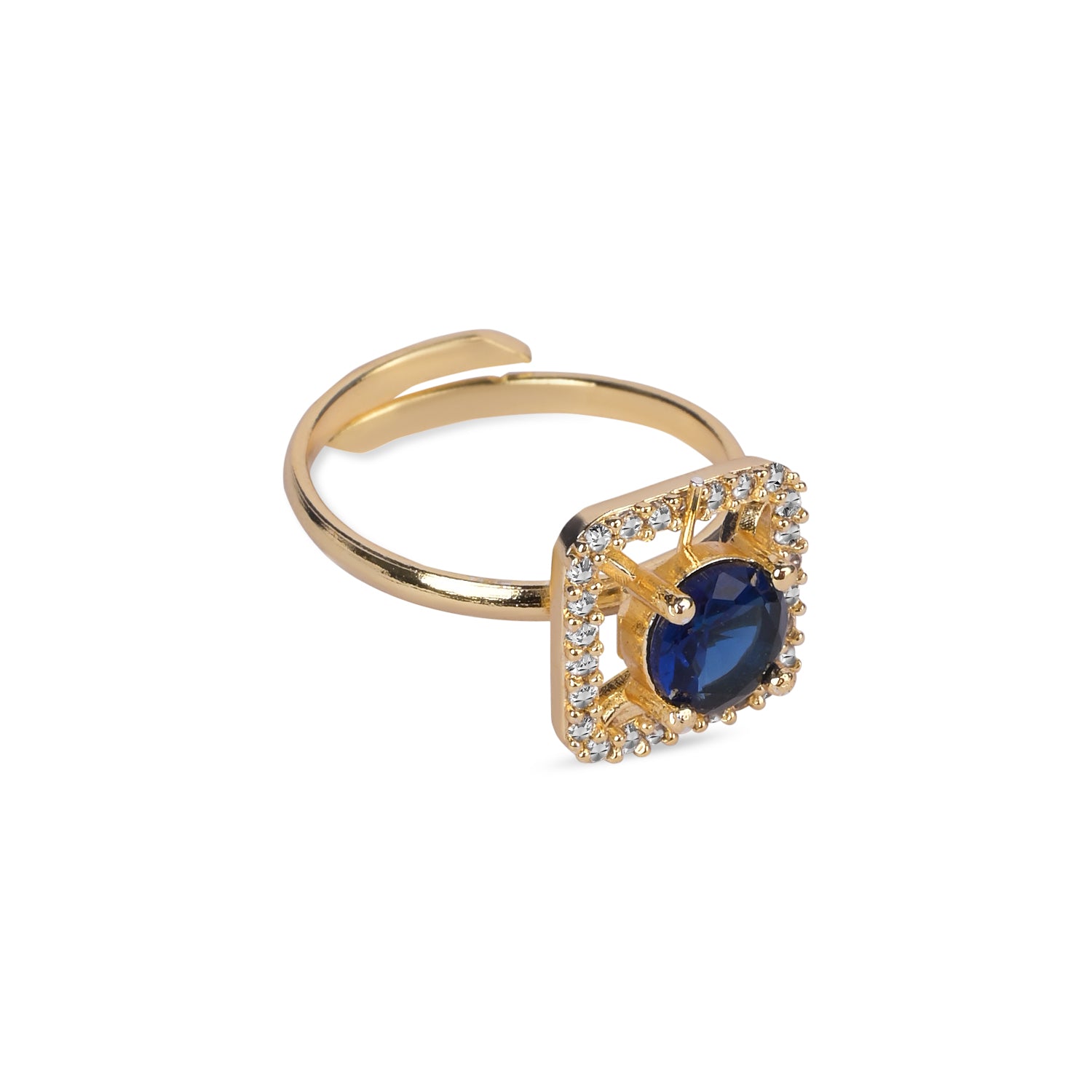 Alara - Blue Square Halo Cocktail Ring