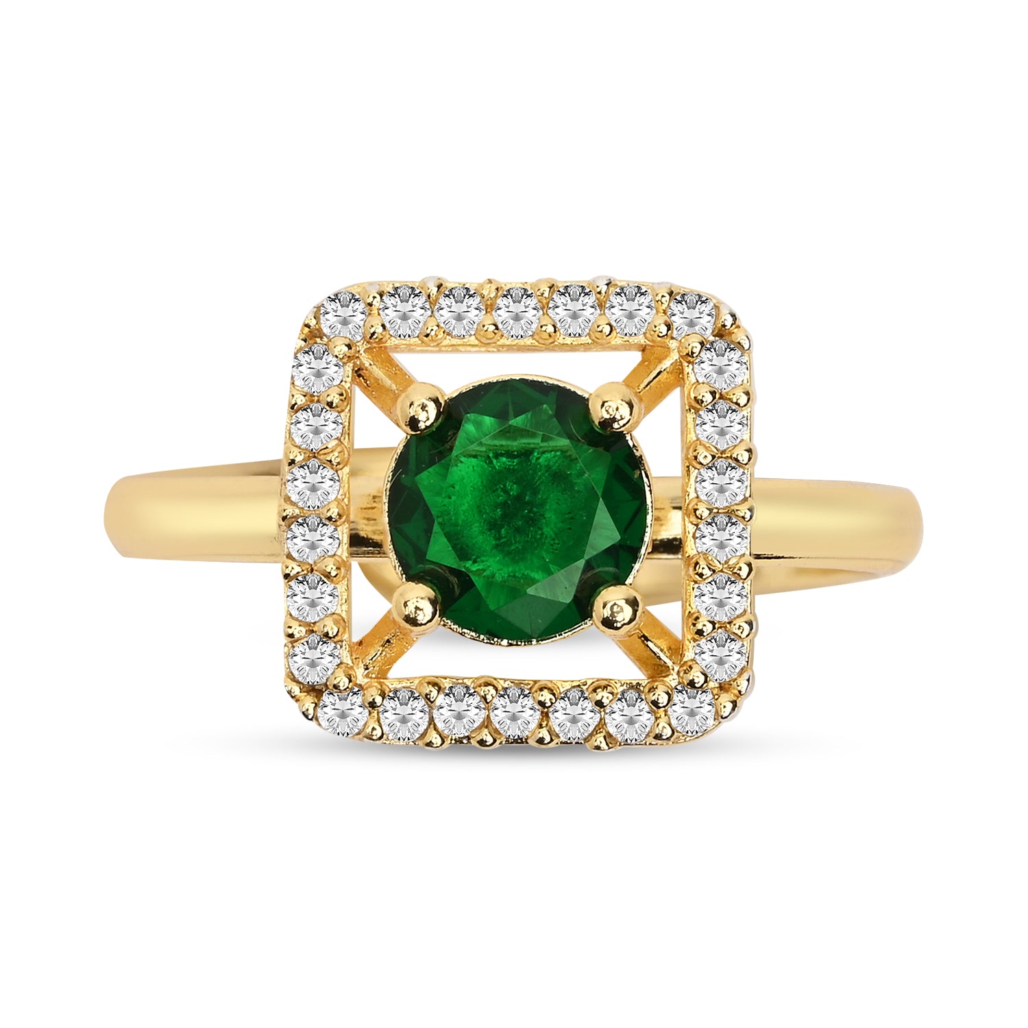 Alara - Green Square Halo Cocktail Ring
