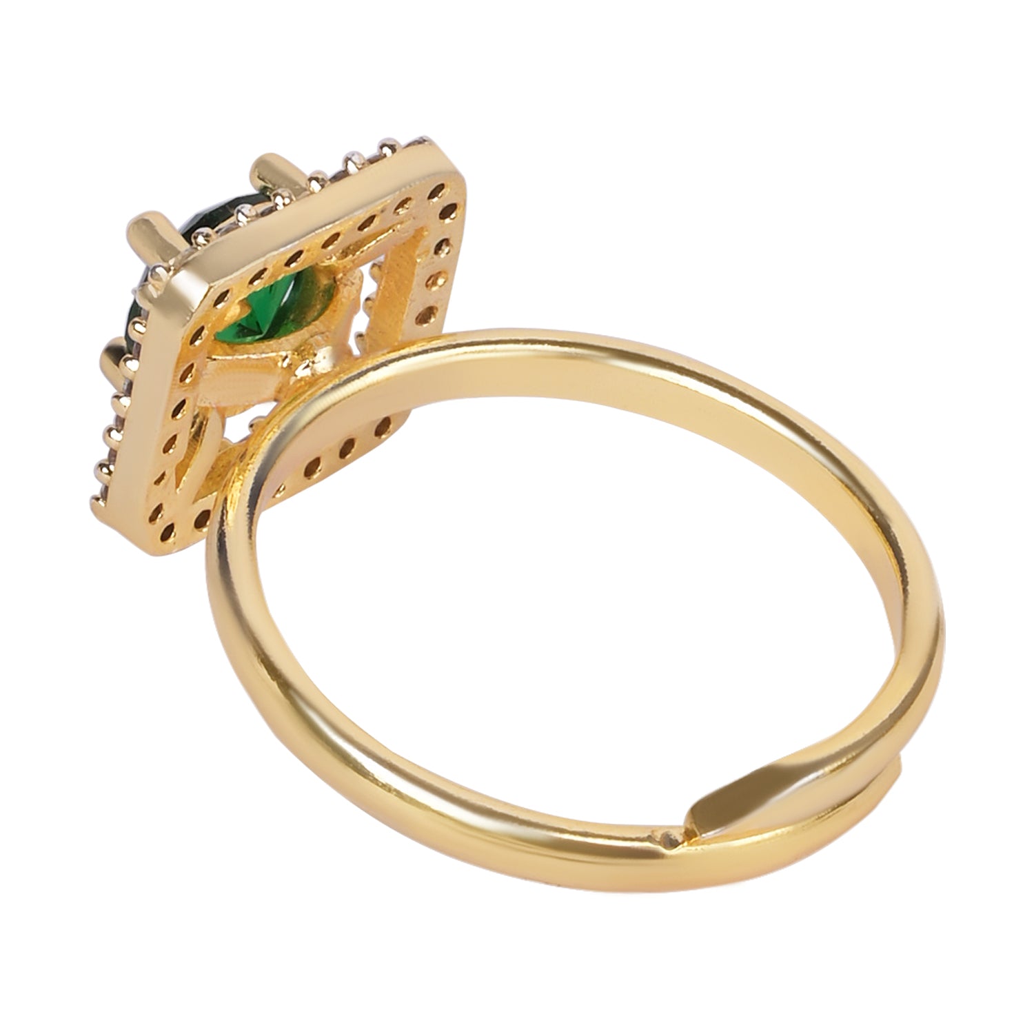 Alara - Green Square Halo Cocktail Ring