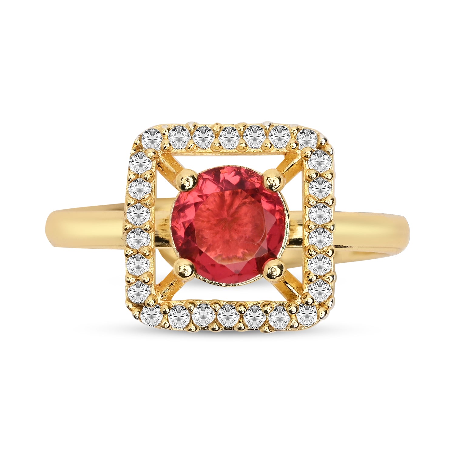 Alara - Pink Square Halo Cocktail Ring
