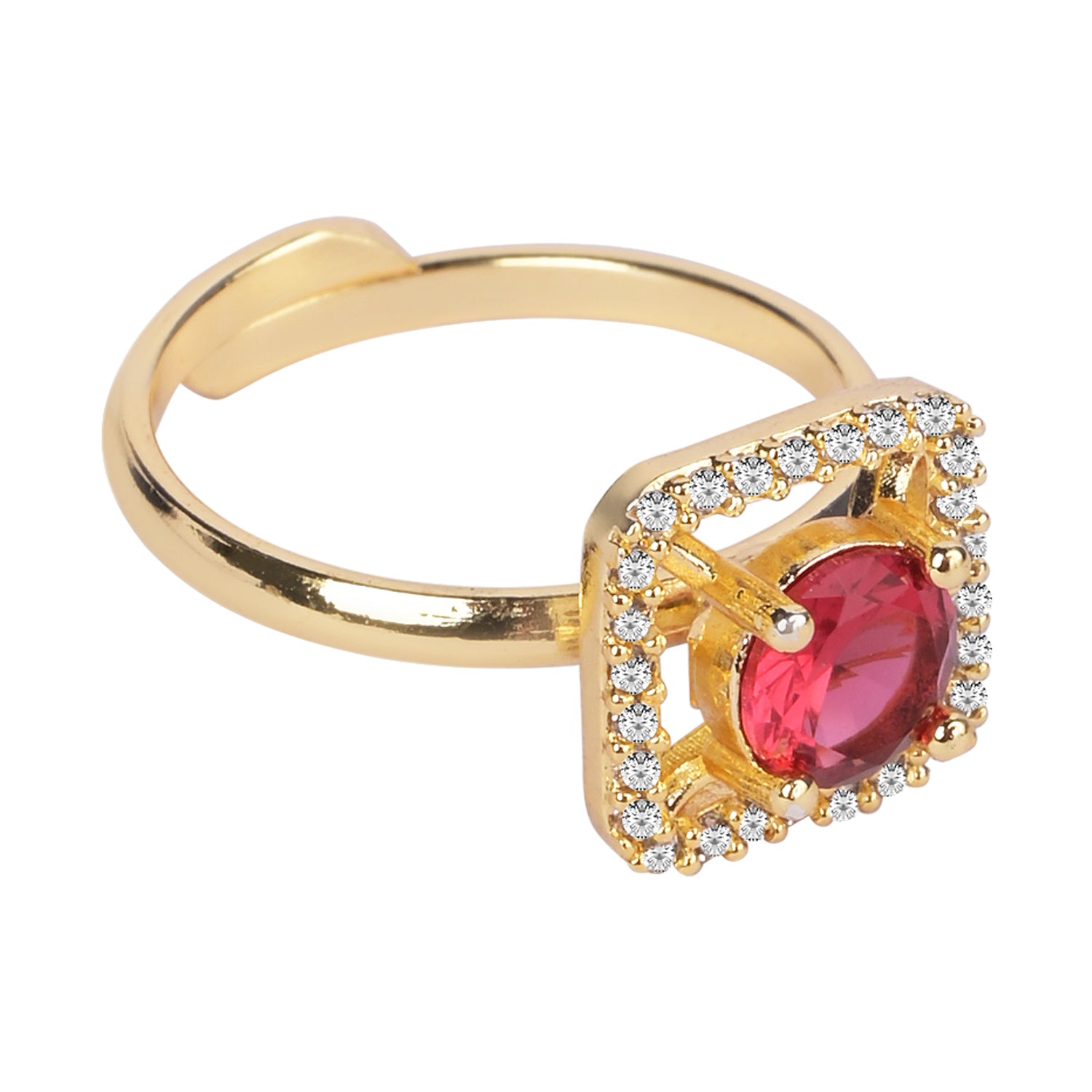 Alara - Pink Square Halo Cocktail Ring