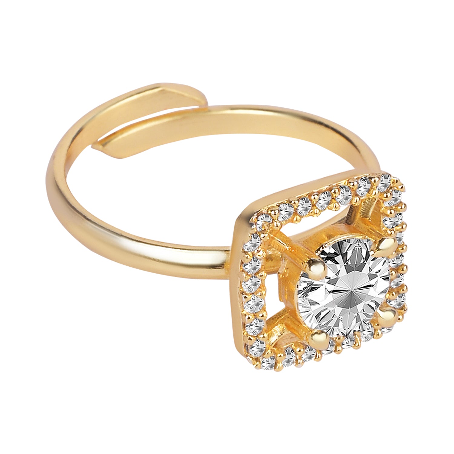 Alara - White Square Halo Cocktail Ring