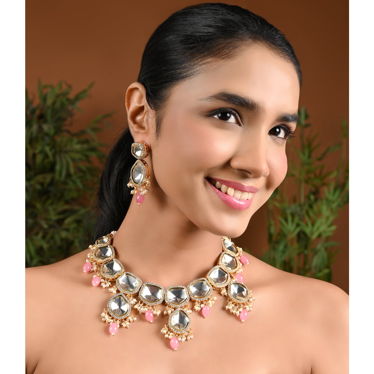 ERUM Pink Polki Necklace Sets