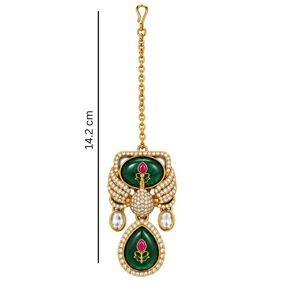 Sitara- Green Peacock Kundan Necklace Set