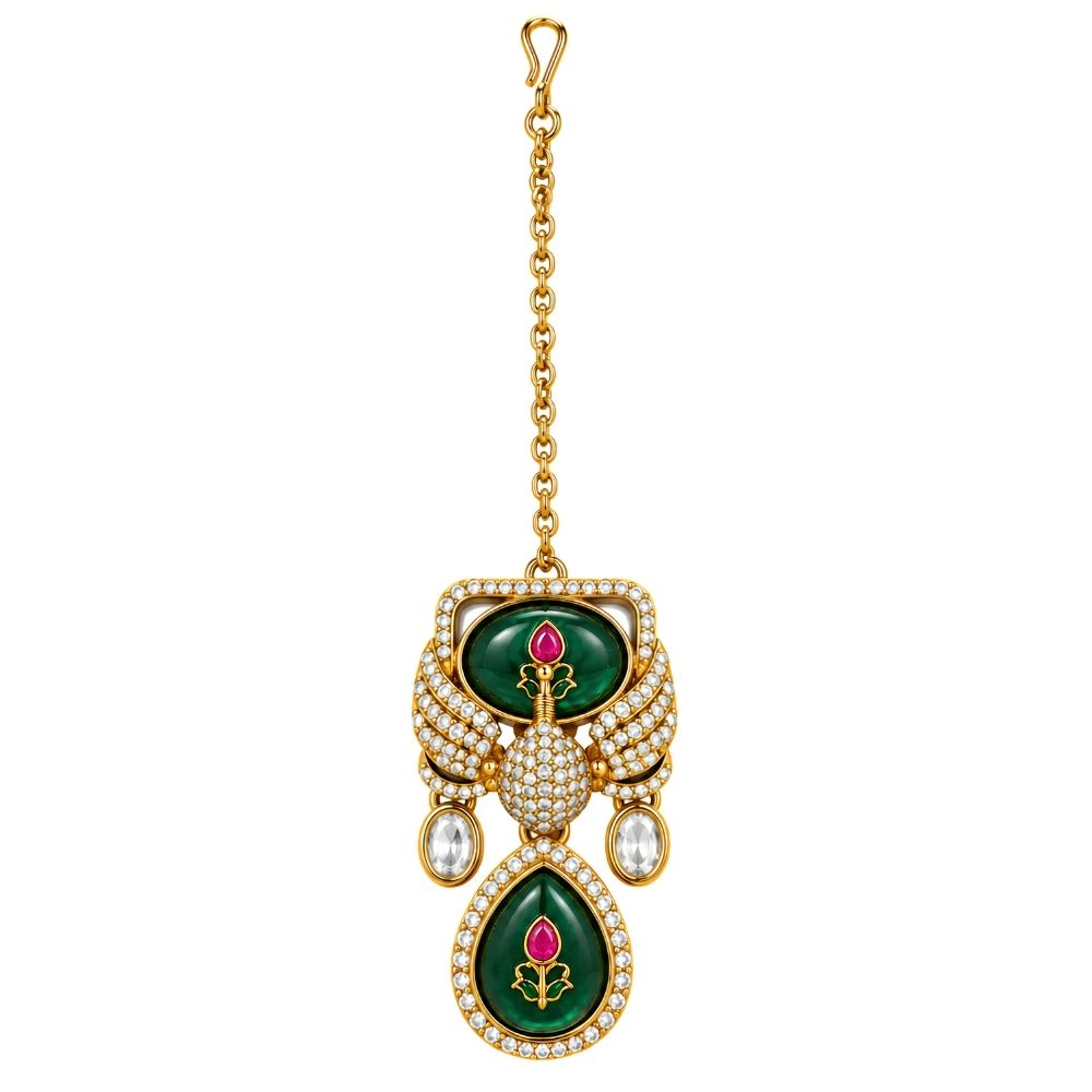 Sitara- Green Peacock Kundan Necklace Set