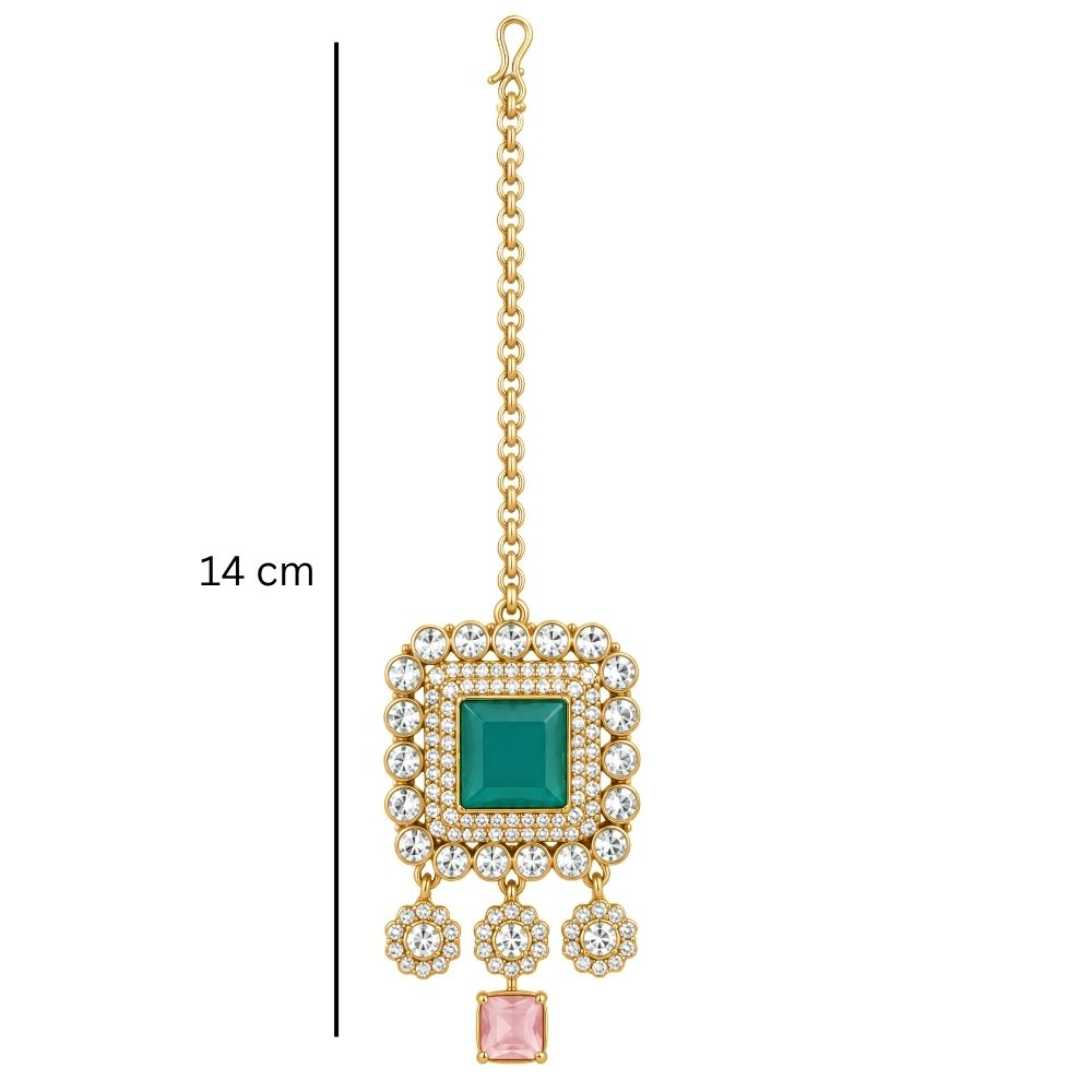 Dharika- Multicolour Geometric Necklace Set with Maang Tikka