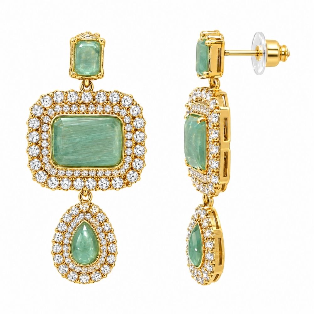 Asha- Sky Blue Stone Necklace Set with Maang Tikka