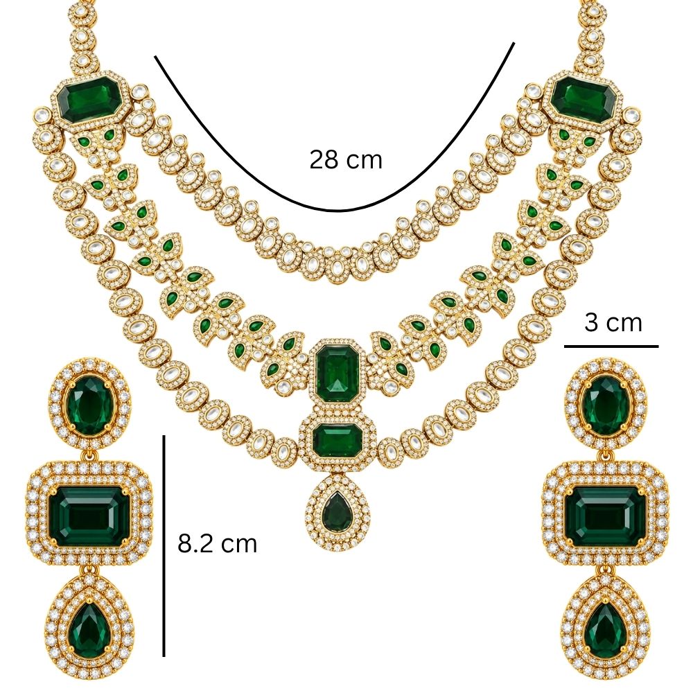 vamakshi- Green Three-Layer Necklace Se