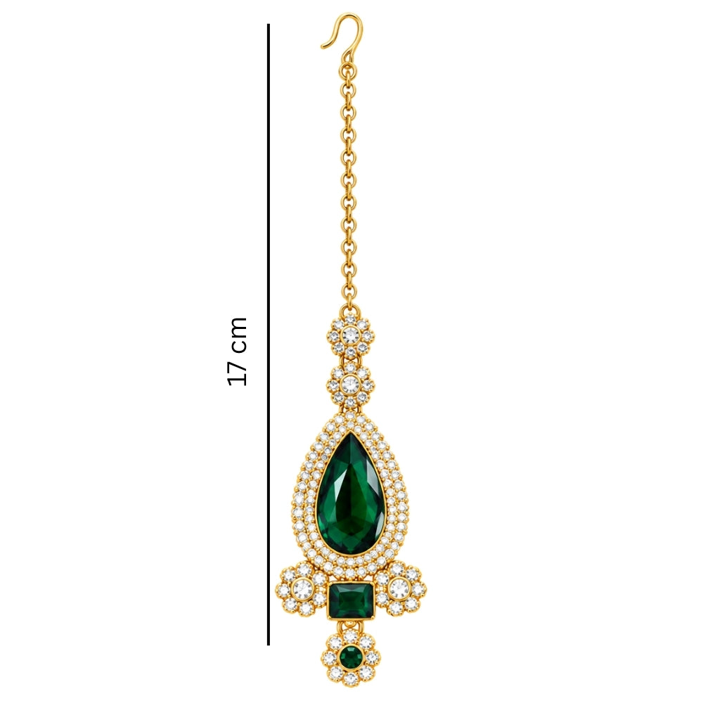 vrinya-Green Double-Layer Kundan Necklace Set