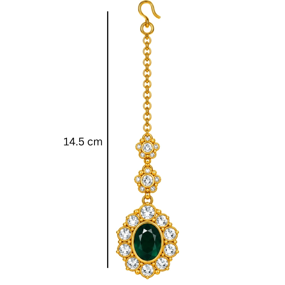 Vireesha- Green Double-Layer Kundan Stone Floral Necklace Set