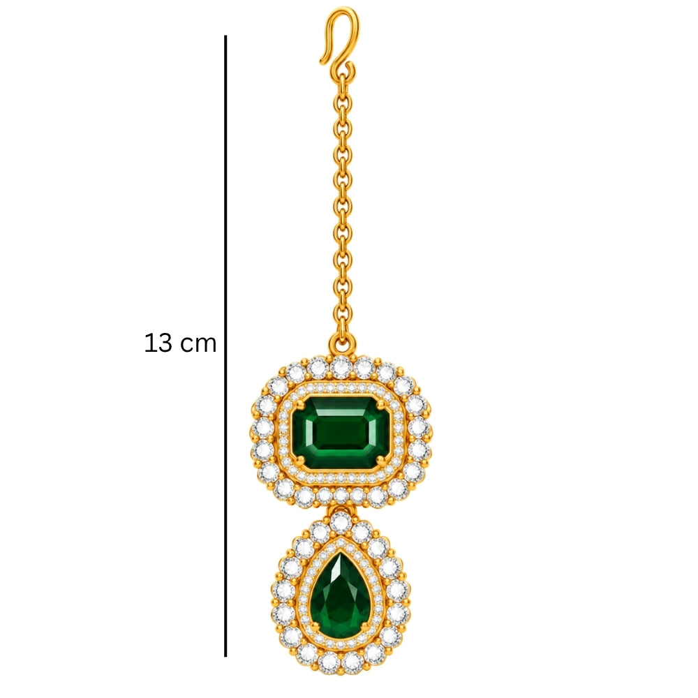 Divisha- Green Three-Layer kundan stone Stone Necklace Set