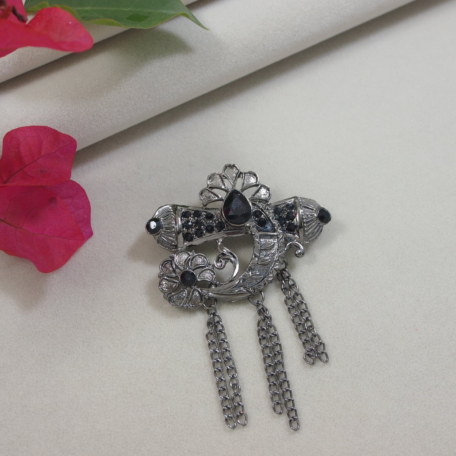 Aarush Oxidised Black Brooch